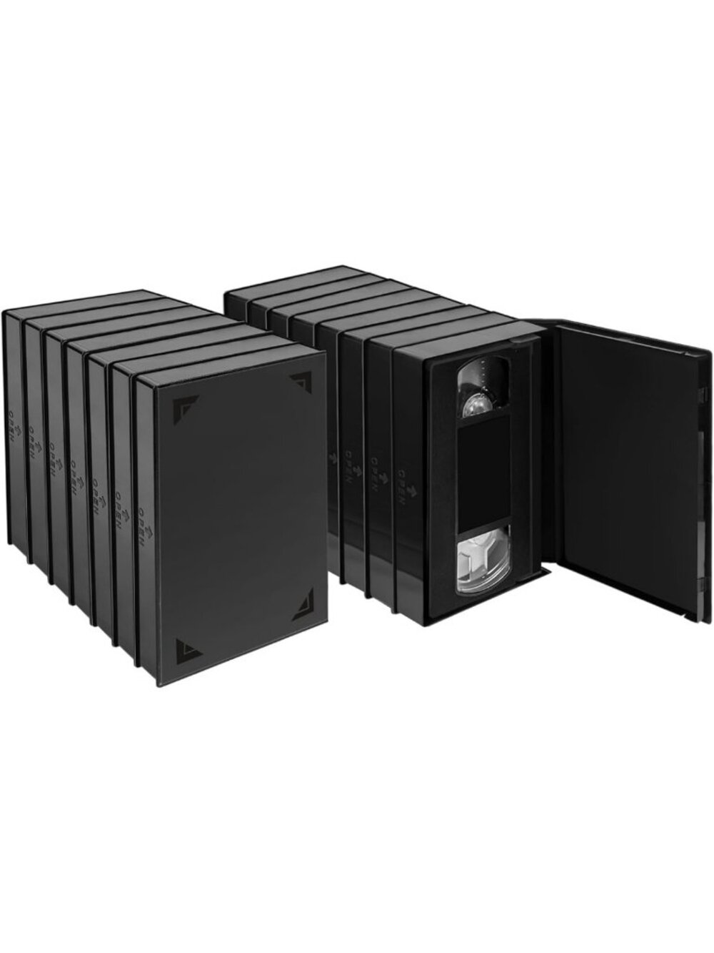 60 Pack Black VHS Tape Protector Cases, Clear Window Cassette Storage Box
